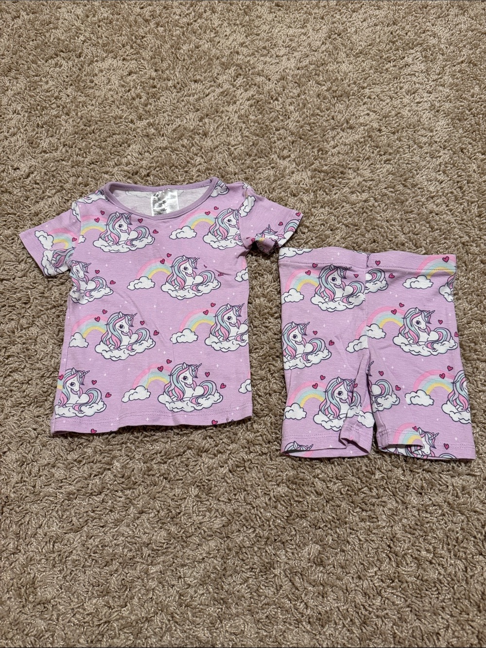H&M Girls' Lavender Unicorn Pajama Set with Rainbows